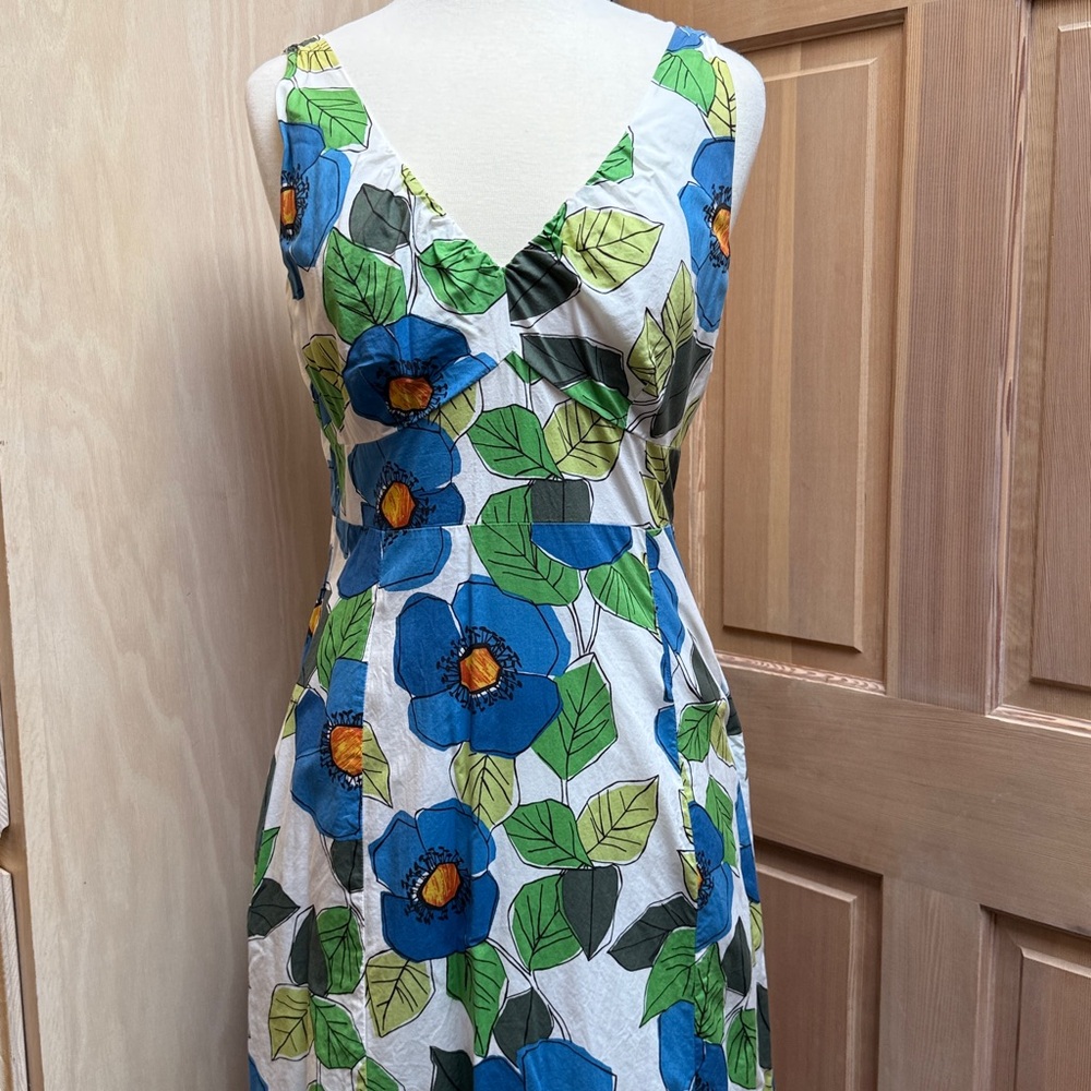 Boden Blue and Green Floral Maxi Dress